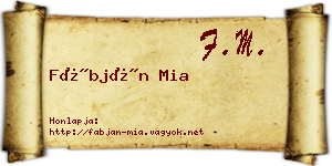 Fábján Mia névjegykártya